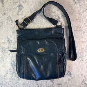 Fossil Black Leather Crossbody Bag